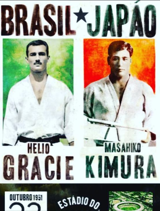1951 fight poster for Helio Gracie versus Masahiko Kimura, both pictured in judo gis